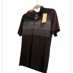 NWT Men's Black Striped Performance Polo Shirt